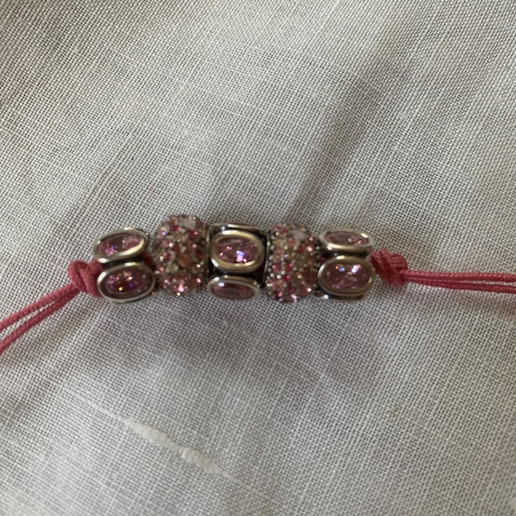 Pandora Pink Cord Adjustable Necklace with 5 Pink Charms - Picture 3 of 4